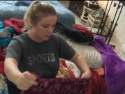 Stepsiblings accidentally turn eachother on and end up fucking on the couch 1/16