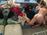 Stepsiblings accidentally turn eachother on and end up fucking on the couch 5/16