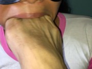 Submissive stepdaughter clean with the tongue her stepfather's feet and drinks cum 5/16