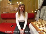 Sexy stranger girl was fucked in public train, after losing in chess 2/16