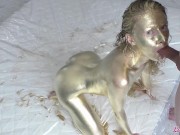 Paints Herself and Rides a Cock - Deepthroat and Doggystyle Fuck 9/16