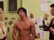 CFNM femdoms threeway pegging and spanking subject 9/16