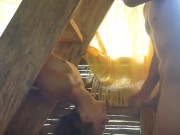 Hot girl gets seduced and fucked wildly on the Stairs and gets huge cumshot in mouth and face 16/16