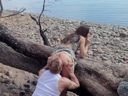 Sexy muscular man eats ass, pussy and fingers me till I cum smoking on the beach 