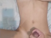 My first homemade porn video - fucked my tight pussy and cumming a lot on my skinny body 15/16