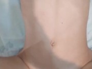 My first homemade porn video - fucked my tight pussy and cumming a lot on my skinny body 9/16