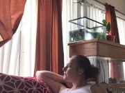 AngelGrave Spies on the Pool Boy While Masturbating and Fucking herself with a Clear Thick Fake Cock 3/16