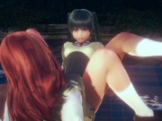 Two Girls Scissoring With School Uniform 3/16