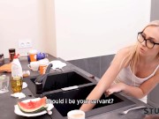 STUCK4K Blonde stunners hand was stuck so she called her kinky friend 3/16