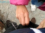 Man Peeing Girl Holding Dick on Snow Mountain 1/16