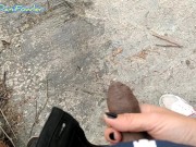 Man Peeing Girl Holding Dick on Snow Mountain 13/16
