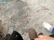 Man Peeing Girl Holding Dick on Snow Mountain 15/16