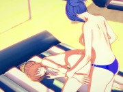 Kaede Sakura gets strapon fucked at the beach by Natsuru Senou - Kampfer Hentai 3/16