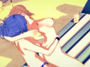 Kaede Sakura gets strapon fucked at the beach by Natsuru Senou - Kampfer Hentai 5/16
