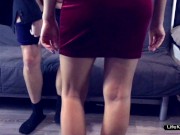 Бородач выебал брюнетку залив ее платье спермой 4/16