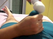 Cum in pants handjob, she made him cum with her magic wand vibrator 13/16