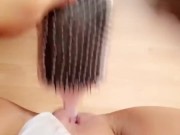 Snapchat slut sexting and squirting with hairbrush while moms next door 13/16