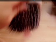 Snapchat slut sexting and squirting with hairbrush while moms next door 14/16