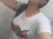 I touch my tits while I bathe 1/16