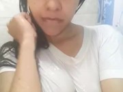 I touch my tits while I bathe 6/16