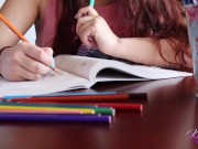 Voyeur Step-Brother Spying TEEN Cameltoe under the Table 3/16