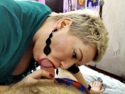 Mature bitch in black stockings and shoes, furiously sucks cock and fucks like a spring cat! 2/16