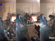 2 Black Guys Tag Team Model Milf Slut Spitroast Train Video Shoot 2/16