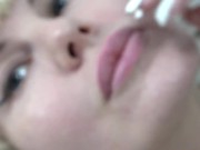 a bb with a beautiful face shows her sweet pussy close up 1/16