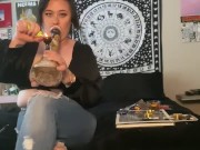 pov smoking and strip tease with sexy pawg in fishnets 9/16