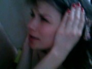 Cuckold husband's friend cumshot on wife face. Real and dirty. Amateur 4/16