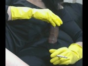 Smoking Wife in Yellow Rubber Gloves Drives Me Crazy 3 3/16
