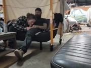 Dad in the background while friend sucks my cock! 3/16