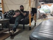 Dad in the background while friend sucks my cock! 8/16