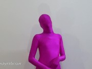My Iron Maiden Corset is locked over a pink zentai 8/16