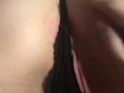 Reverse Cowgirl Cock Riding In Hot Black Thong, She Carries On Riding After He Cums. DoubleJeez 1/16