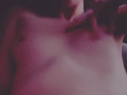 Pale skinny small nympho plays with titties  13/16