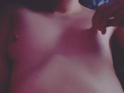 Pale skinny small nympho plays with titties  2/16