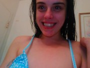 Tiniest Tits Small Breast Swimsuit Try Out Hairy Pussy Hairiest Bush in Bikini Swimsuit Bathing Suit 7/16