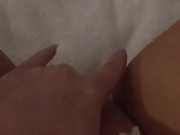 Naughty girl fingers her pussy while listening to parents fuck next door 4/16