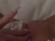 Naughty girl fingers her pussy while listening to parents fuck next door 8/16
