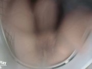 Shaved pussy pissing in toilet 8/16