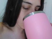 PinkMoonLust VERY TALENTED Hairy Fetish Camgirl Drinks Coffee PEES & FARTS loud on Toilet OmgYay! 5/16