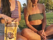 Risky public flashing - Picnic in the park with friends 14/16