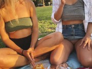 Risky public flashing - Picnic in the park with friends 15/16