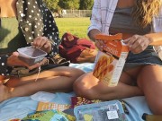 Risky public flashing - Picnic in the park with friends 2/16