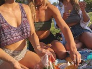 Risky public flashing - Picnic in the park with friends 7/16