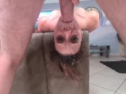 Extreme upside down sloppy gagging facefuck