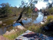 Nude Public Outdoor Footplay and Fucking. Spectators and Kayakers Watching 1/16