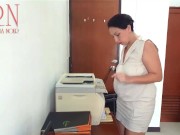 SEXRETARY Security cam in office Stupid Secretary and scanner scans boobs and pussy on MFP 1/16