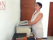 SEXRETARY Security cam in office Stupid Secretary and scanner scans boobs and pussy on MFP 4/16